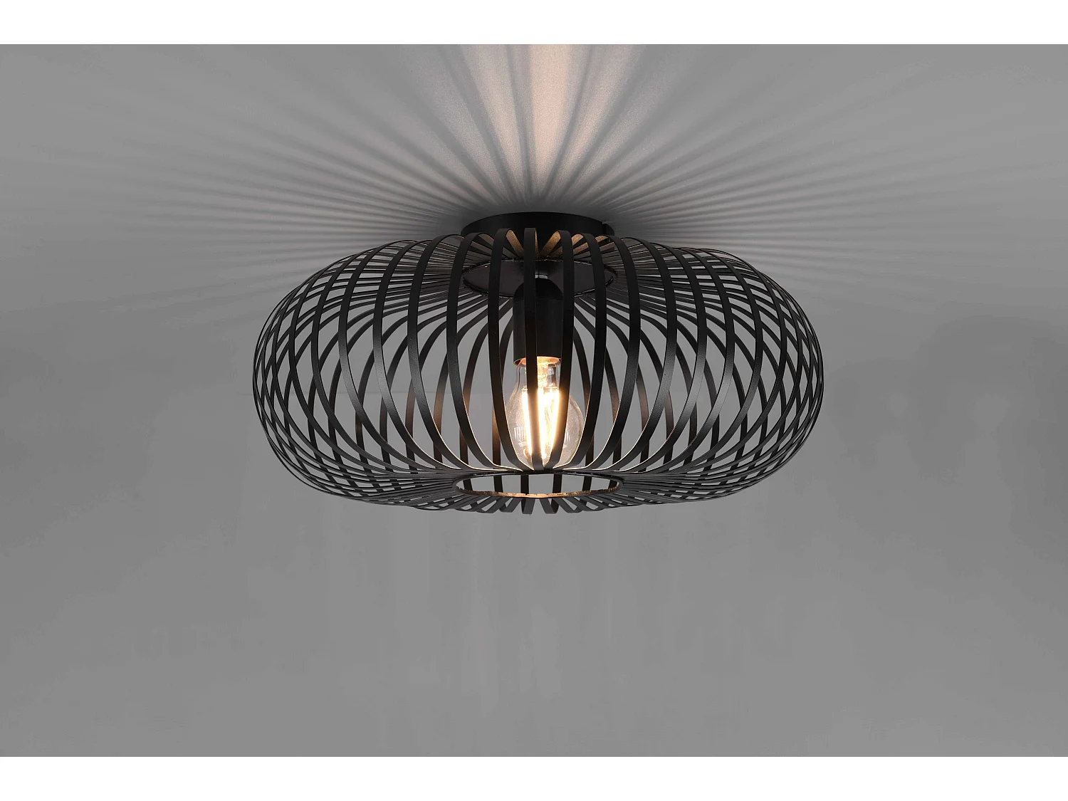 Plafoniera ellisse, metallo, nero, D 40 cm, Johann