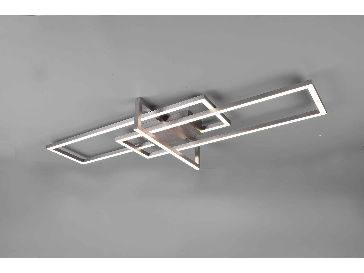 Plafoniera LED triplo rettangolo, metallo, acciaio satinato, L 100 cm, Salinas