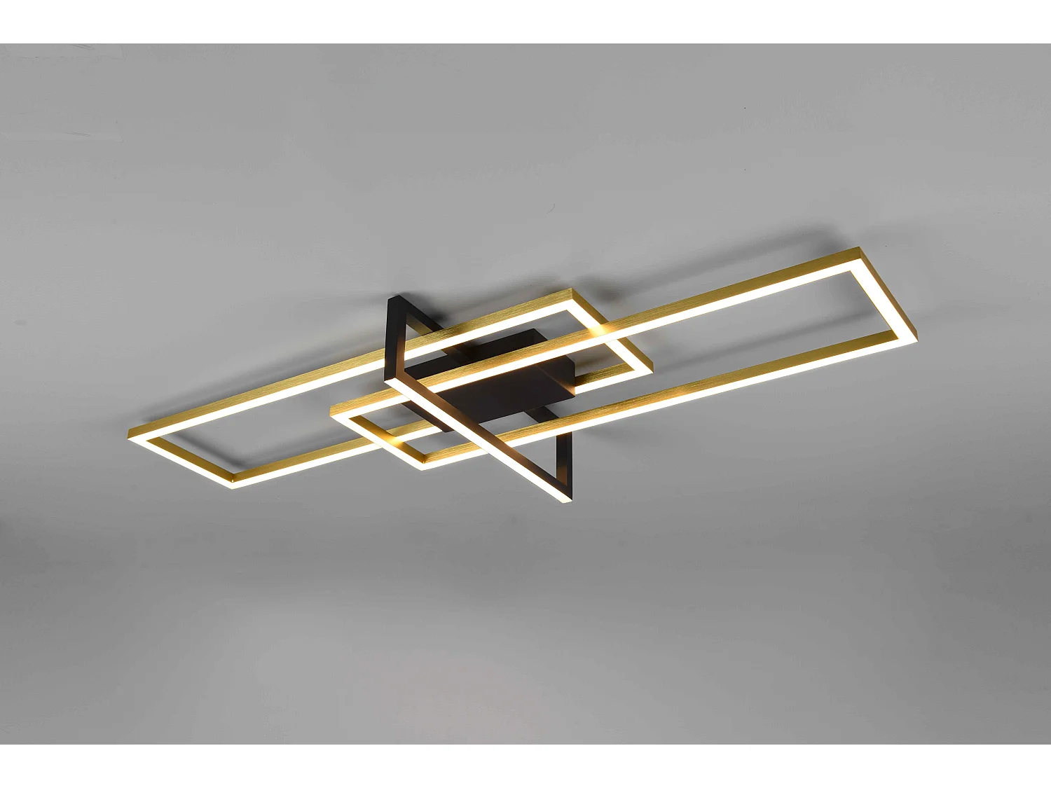 Plafoniera LED triplo rettangolo, metallo, nero e oro, L 100 cm, Salinas