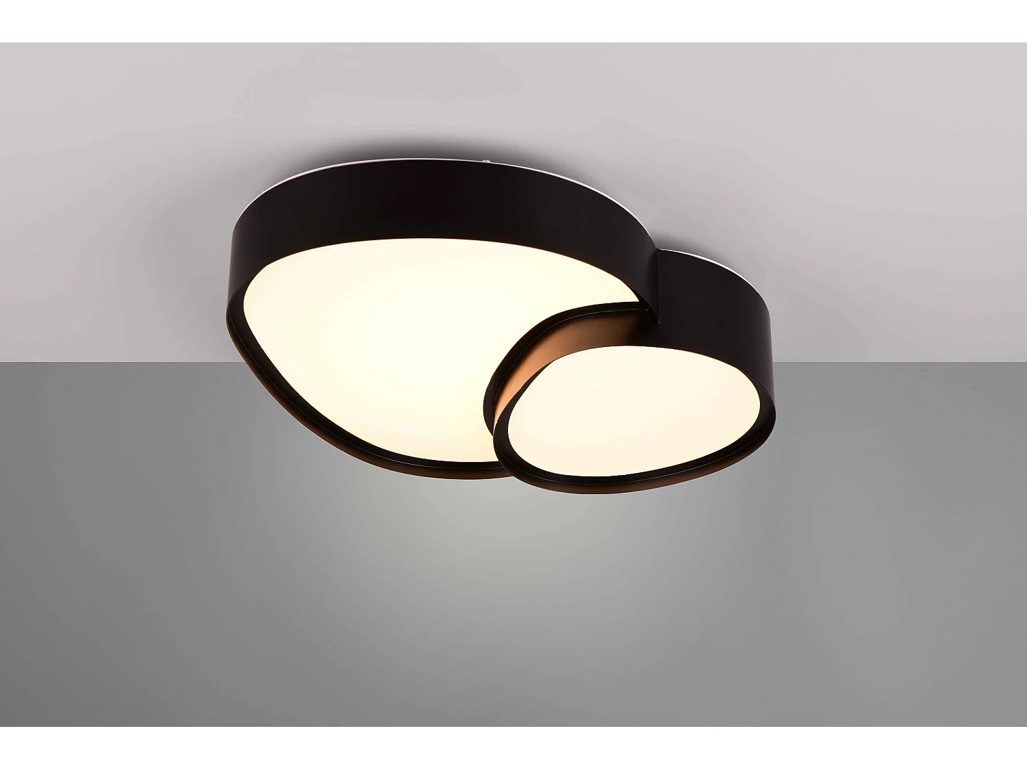 Plafoniera LED a forma organica, metallo, nero, L 44 cm, Rise