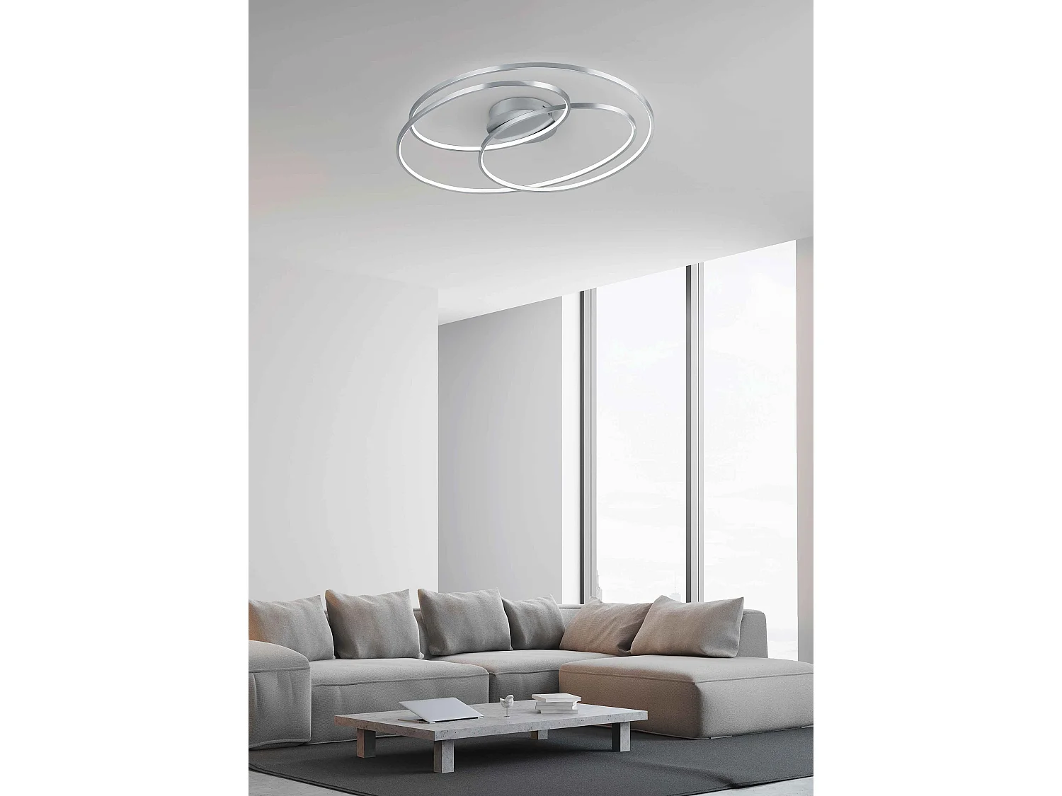 Plafoniera LED cerchi, metallo, acciaio satinato, D 60 cm, Gale