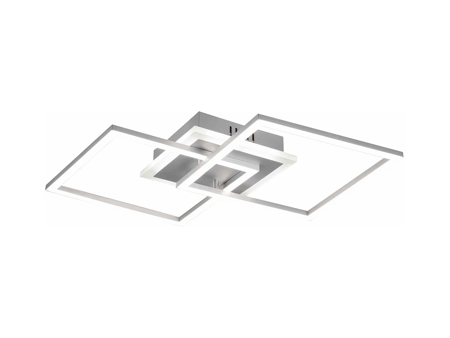 Plafoniera LED doppio quadrato, metallo, alluminio, L 57 cm, Venida