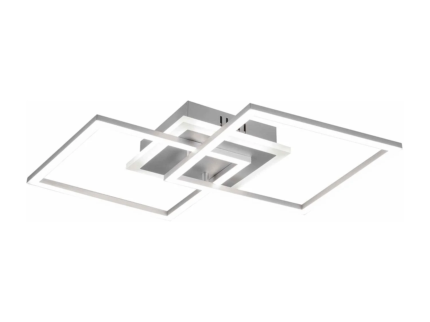Plafoniera LED doppio quadrato, metallo, alluminio, L 57 cm, Venida