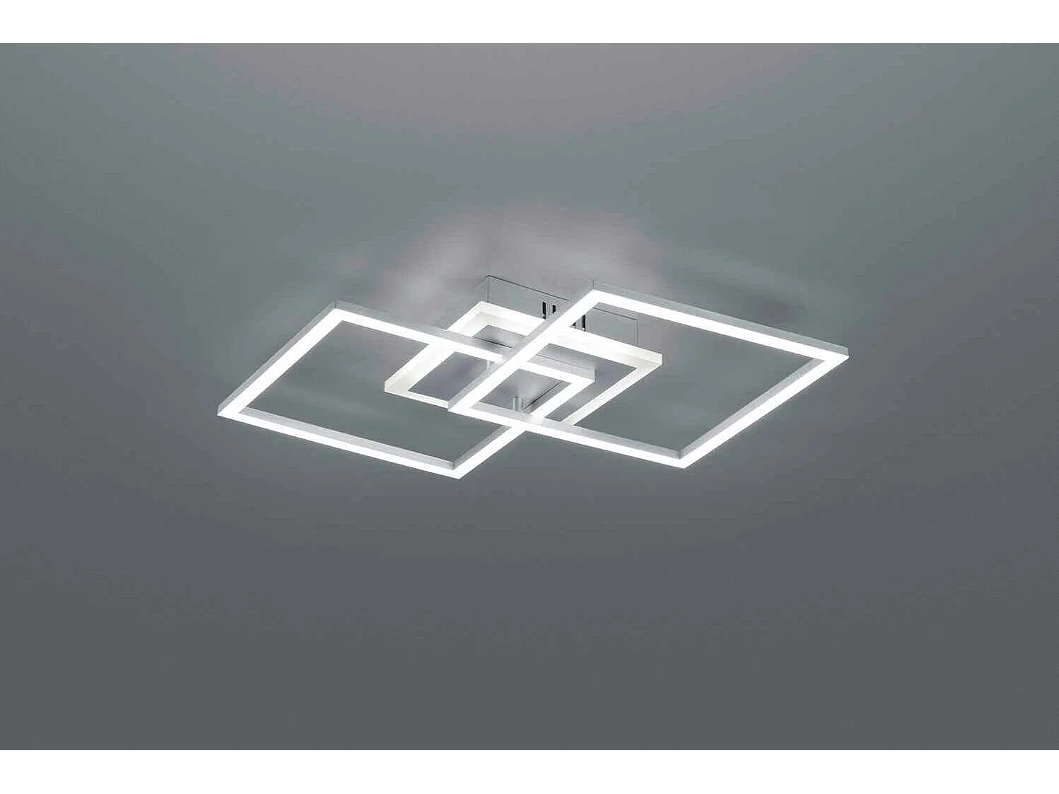 Plafoniera LED doppio quadrato, metallo, alluminio, L 57 cm, Venida