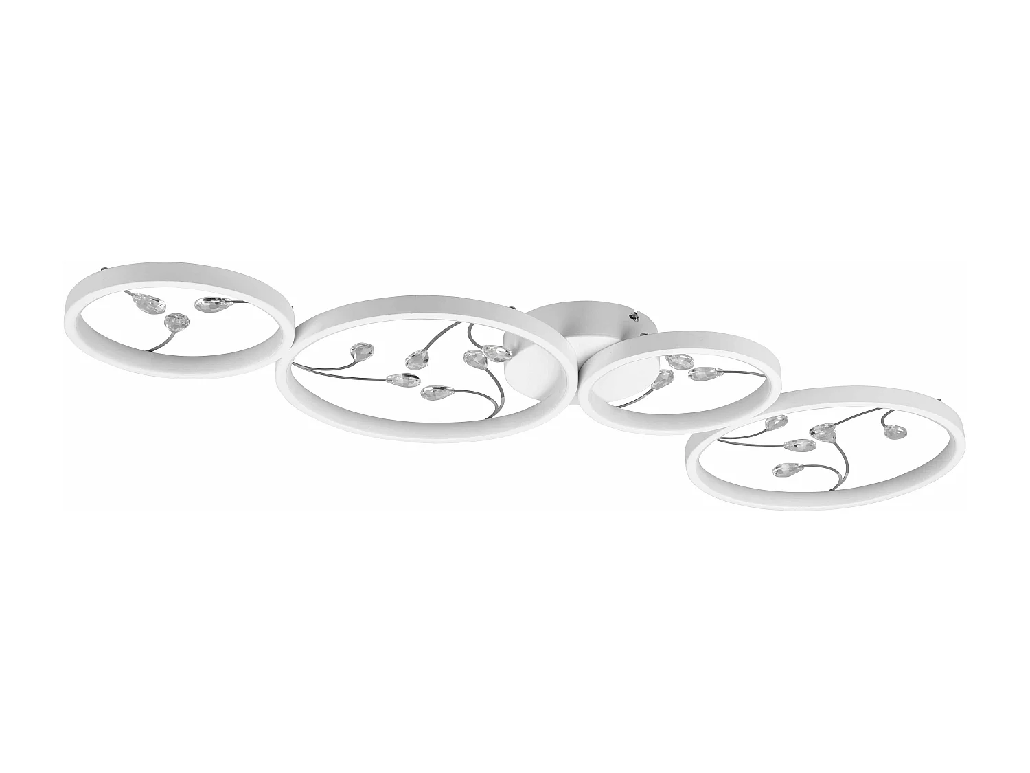 Plafoniera LED 4 cerchi con decori, matallo, bianco, L 96 cm, Groovy