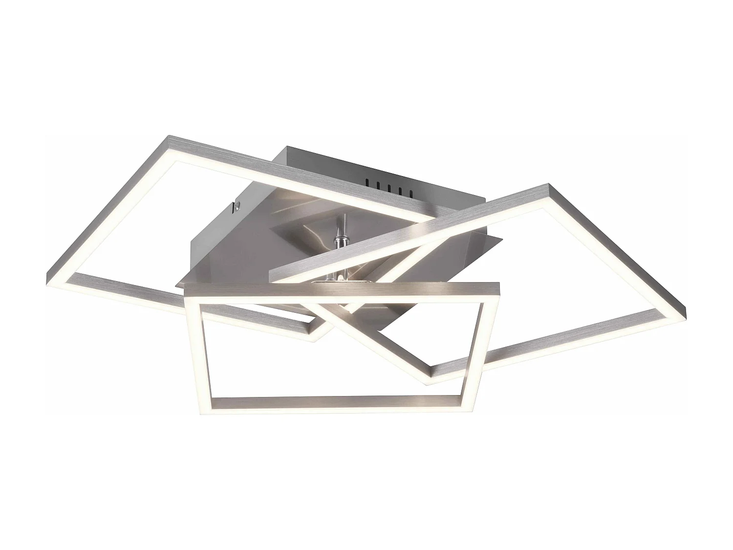 Plafoniera LED 3 quadrati, metallo, acciaio satinato, L 39 cm, Mobile