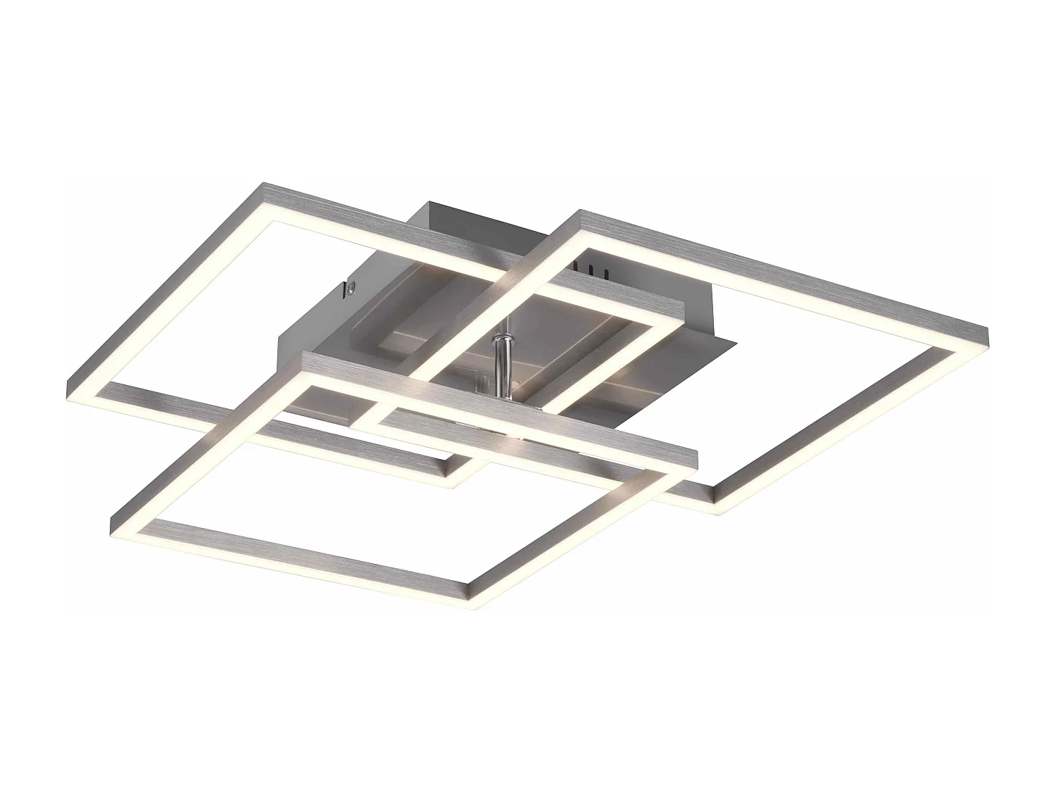 Plafoniera LED 3 quadrati, metallo, acciaio satinato, L 39 cm, Mobile