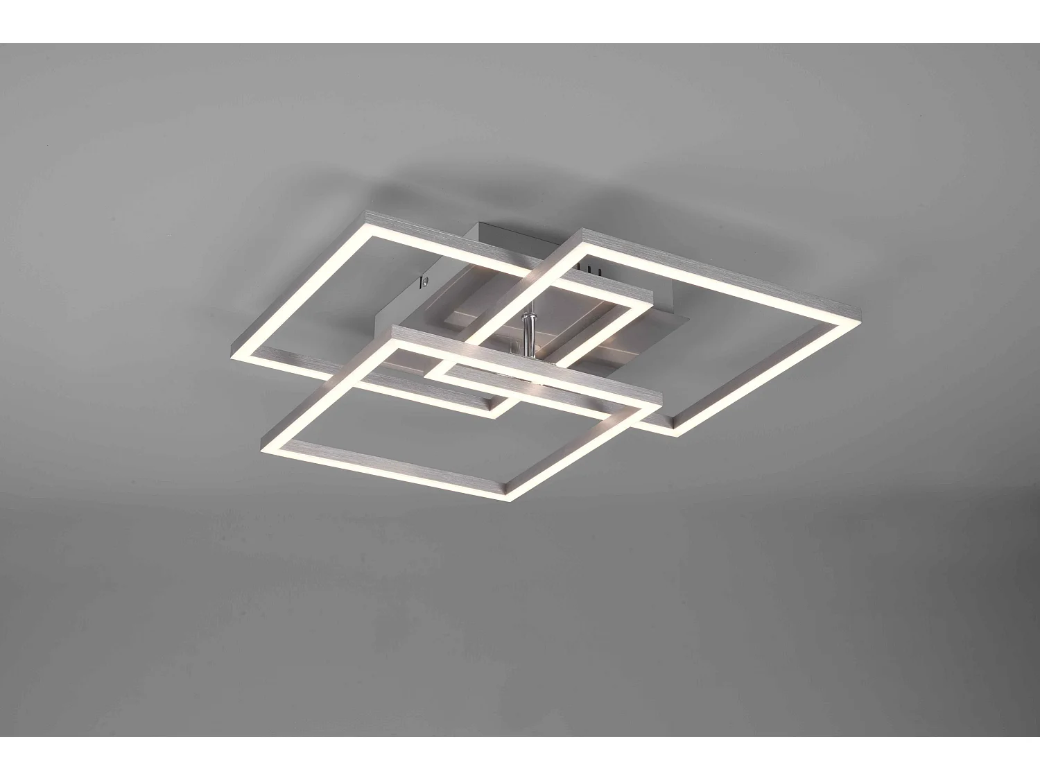 Plafoniera LED 3 quadrati, metallo, acciaio satinato, L 39 cm, Mobile