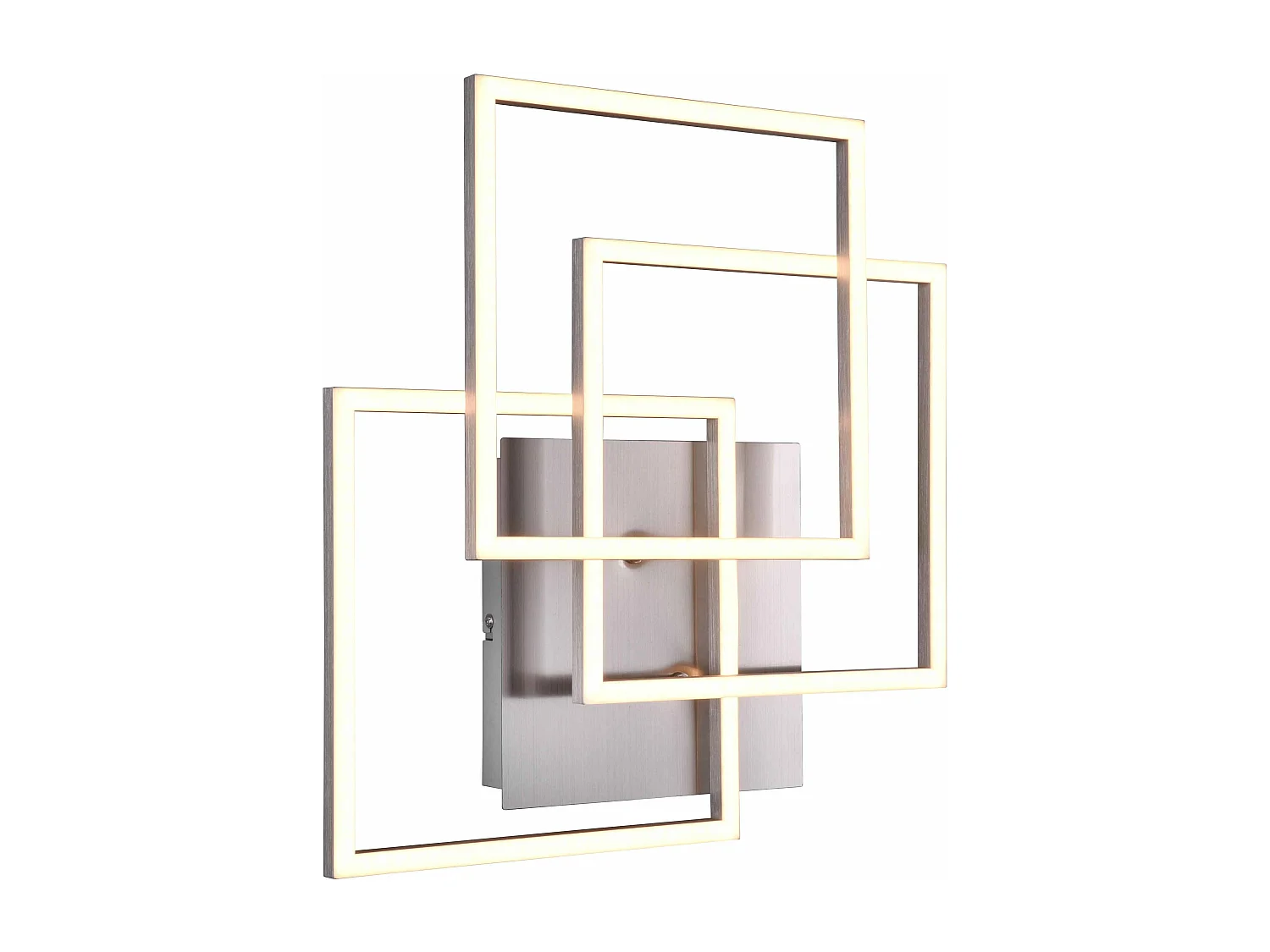 Plafoniera LED 3 quadrati, metallo, acciaio satinato, L 39 cm, Mobile