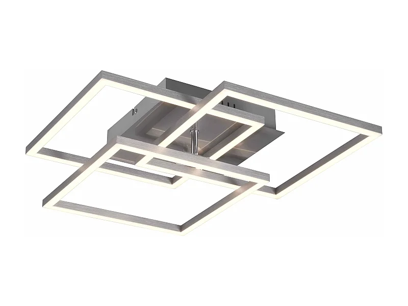 Plafoniera LED 3 quadrati, metallo, acciaio satinato, L 39 cm, Mobile