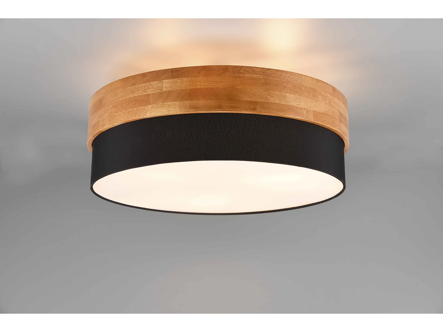 Plafoniera, legno naturale, nero, D 50 cm, Seasons