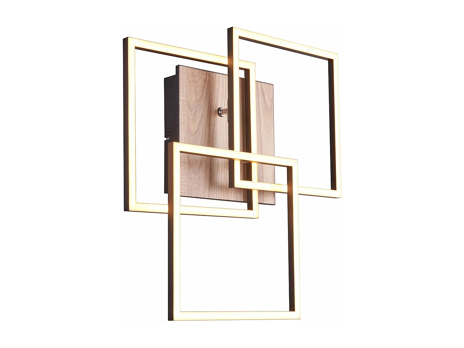 Plafoniera LED 3 quadrati, metallo, nero e legno, L 39 cm, Mobile