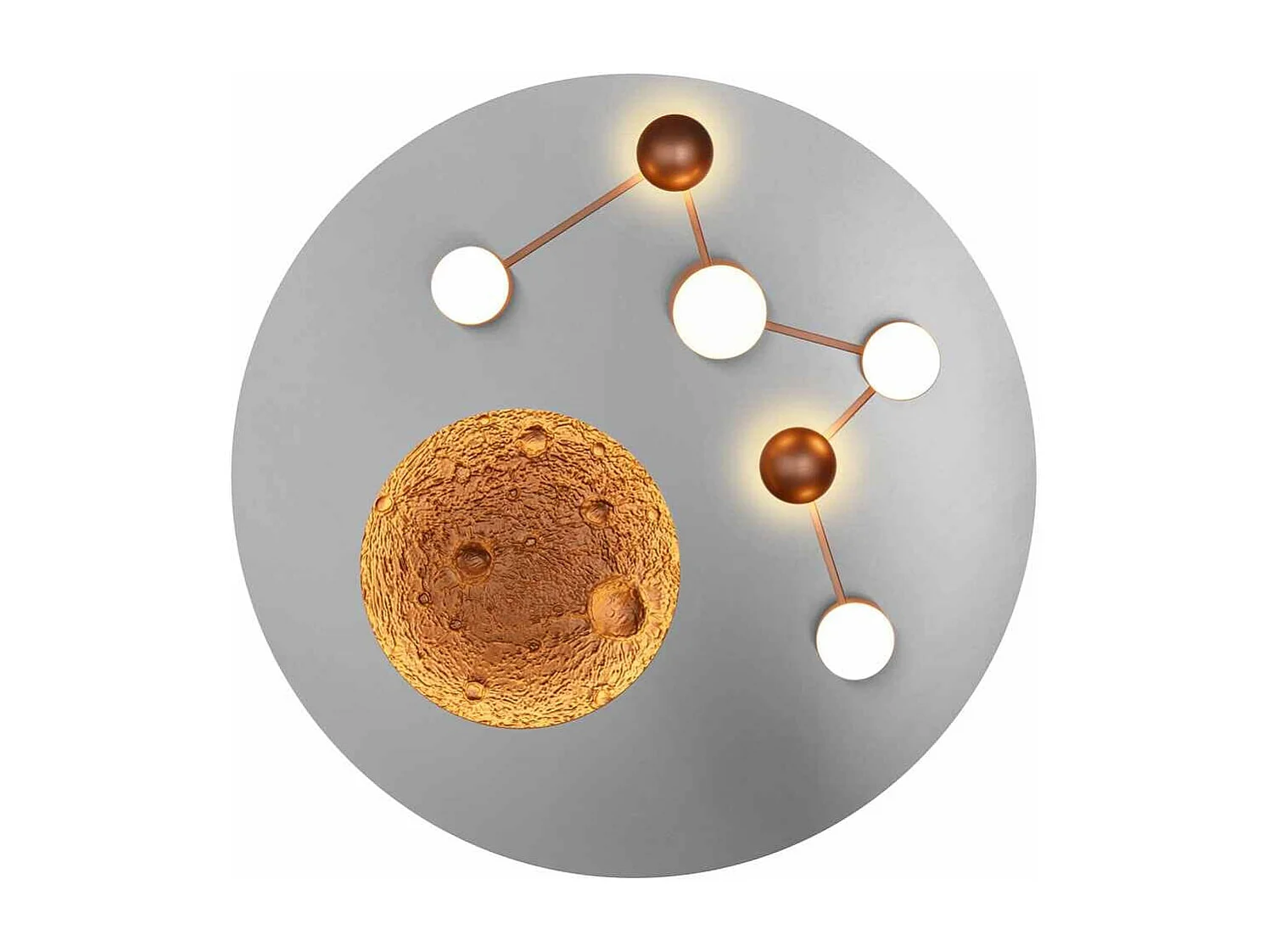 Plafoniera LED effetto lunare, metallo, acciaio e caffè, D 50 cm, Zodiac