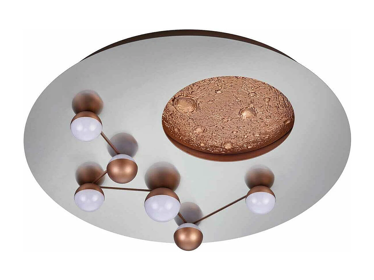 Plafoniera LED effetto lunare, metallo, acciaio e caffè, D 50 cm, Zodiac
