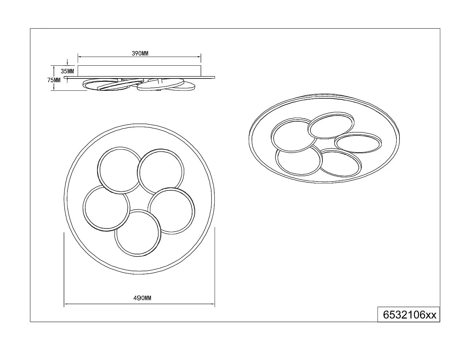 Plafoniera LED, metallo, caffè, D 50 cm, Mandala