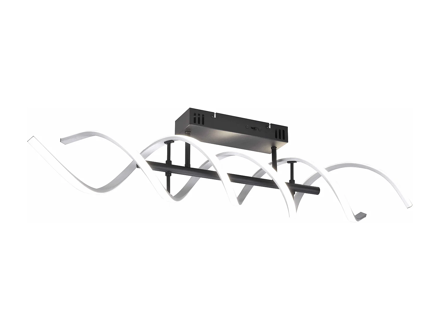 Plafoniera LED spirale, metallo, alluminio e nero, L 90 cm, Sequence