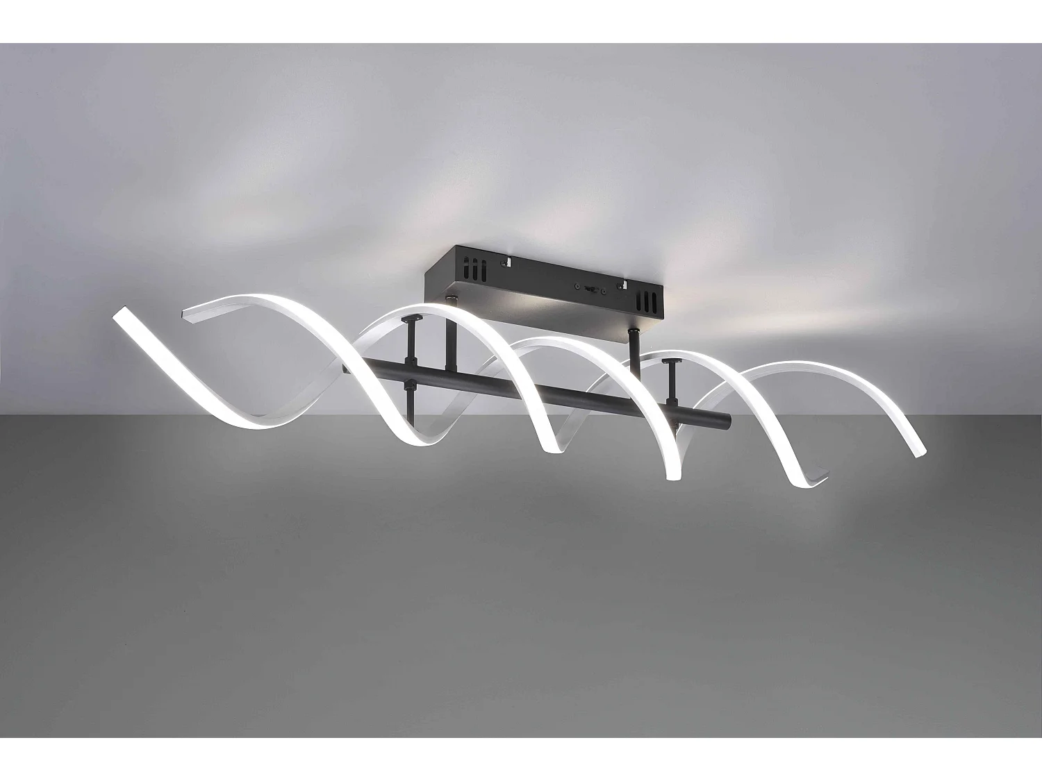 Plafoniera LED spirale, metallo, alluminio e nero, L 90 cm, Sequence