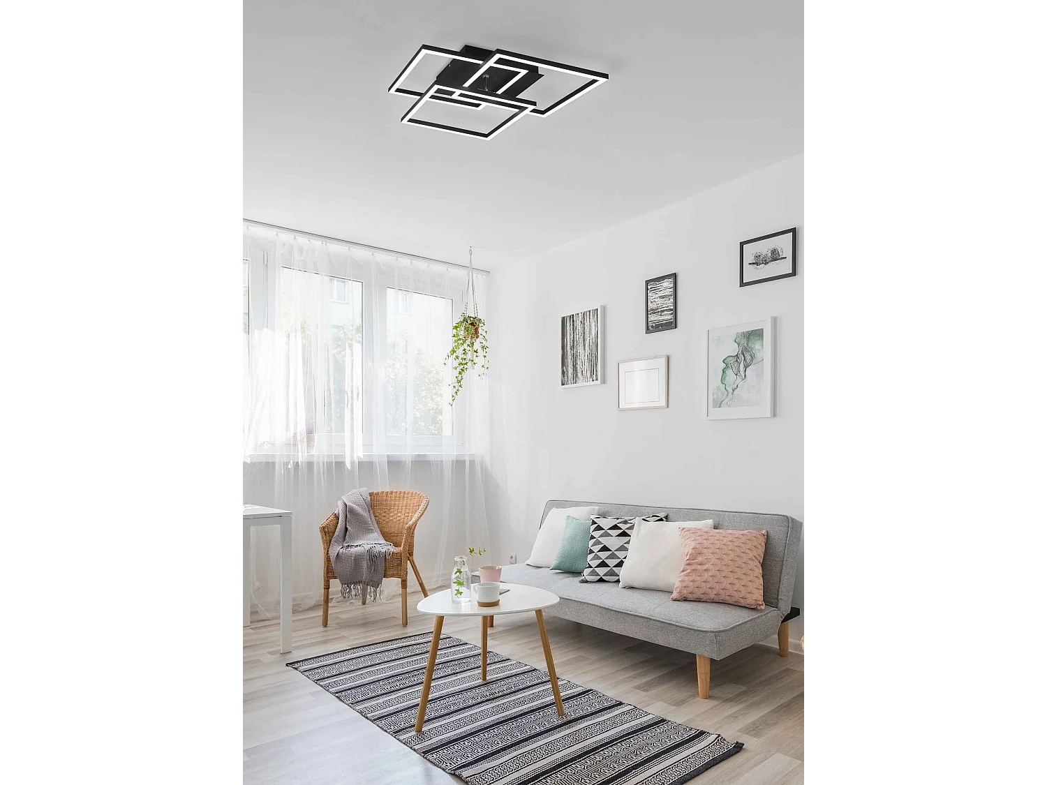 Plafoniera LED 3 quadrati, metallo, nero, L 39 cm, Mobile