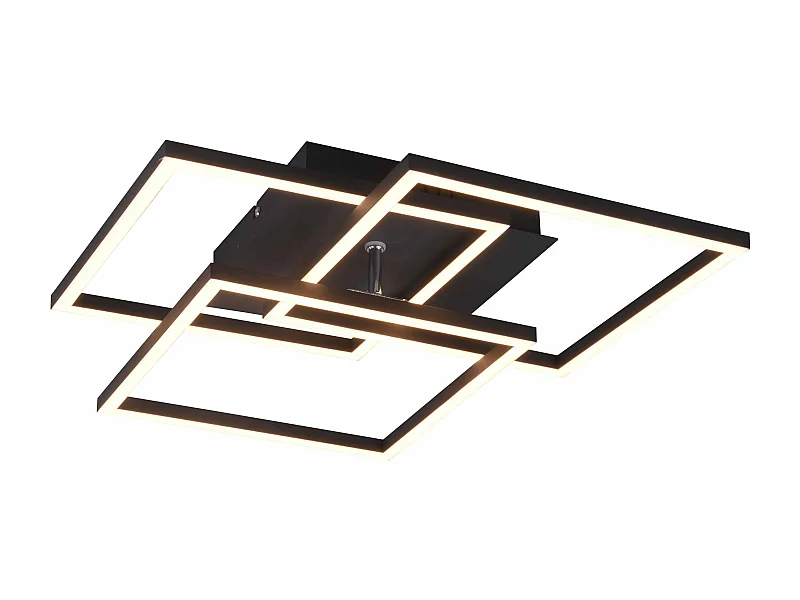 Plafoniera LED 3 quadrati, metallo, nero, L 39 cm, Mobile