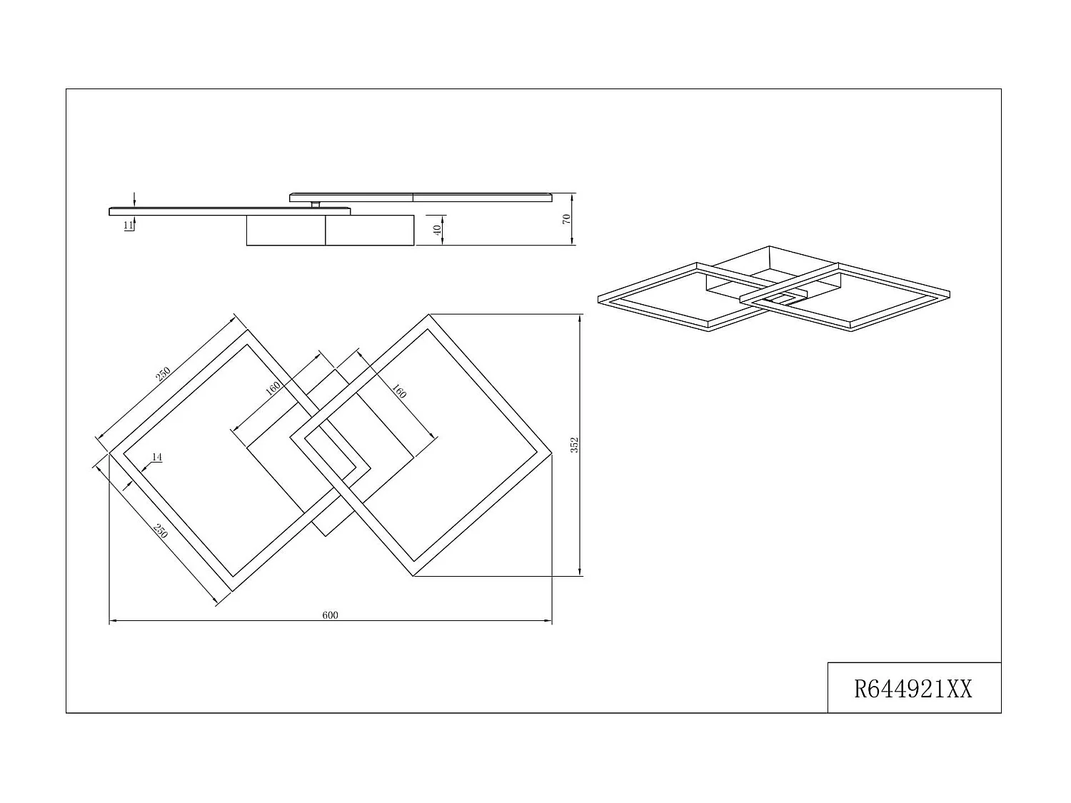 Plafoniera/Applique LED, metallo, caffè, L 44,6 cm, Trail