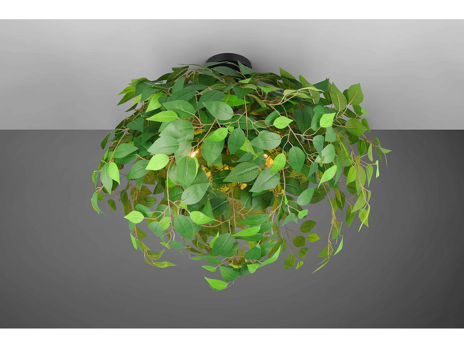 Plafoniera, metallo e plastica, verde effetto naturale, D 70 cm, Leavy