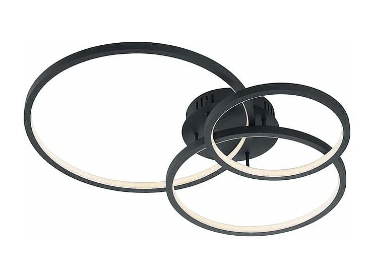Plafoniera LED multifuzione, 3 anelli, antracite, 79x10x64 cm, Aaron