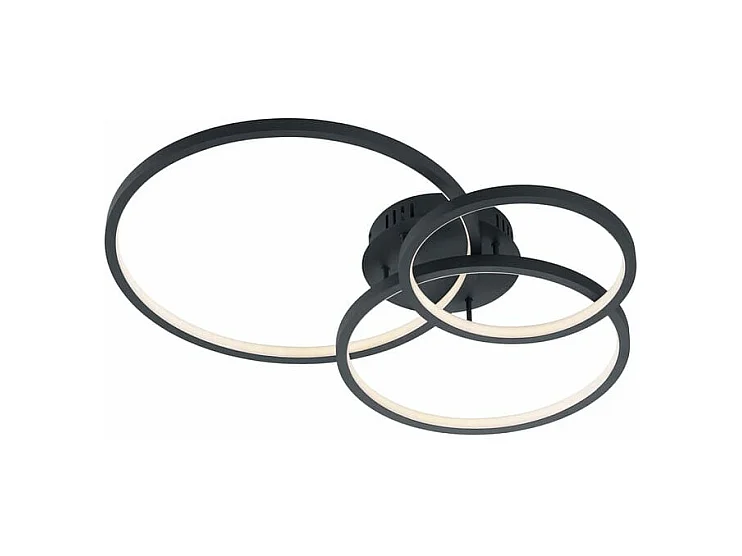 Plafoniera LED multifuzione, 3 anelli, antracite, 79x10x64 cm, Aaron