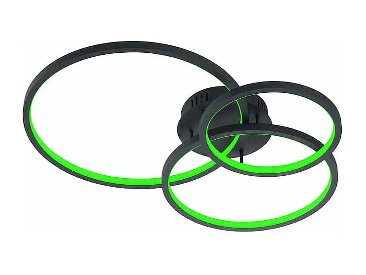 Plafoniera LED multifuzione, 3 anelli, antracite, 79x10x64 cm, Aaron