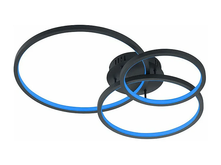 Plafoniera LED multifuzione, 3 anelli, antracite, 79x10x64 cm, Aaron