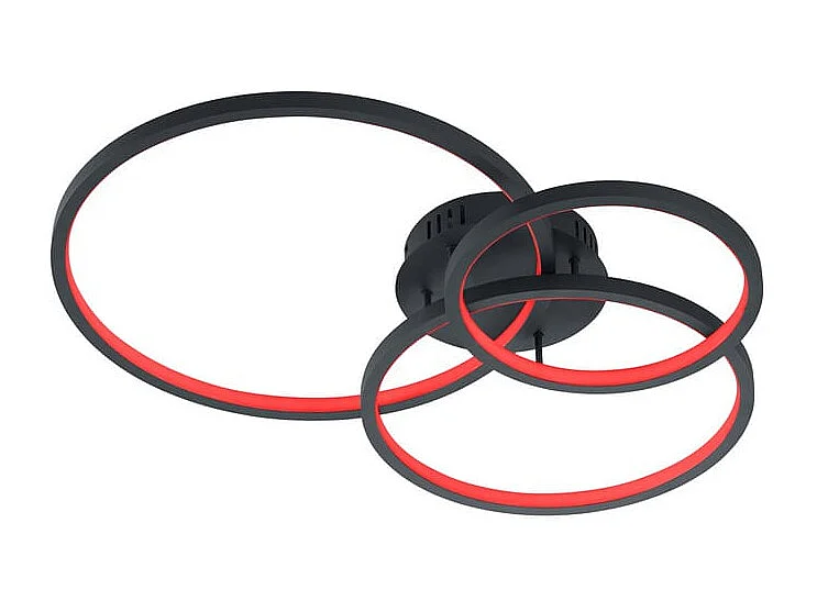 Plafoniera LED multifuzione, 3 anelli, antracite, 79x10x64 cm, Aaron