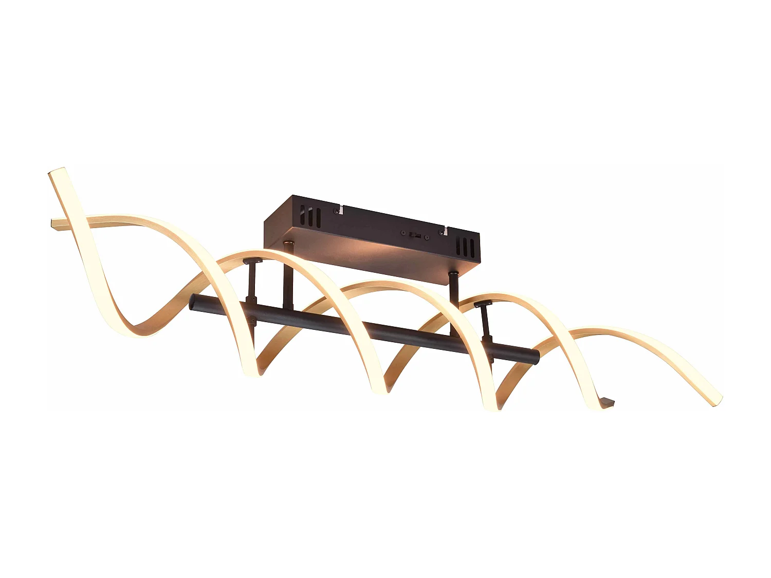 Plafoniera LED spirale, metallo, ottone e nero, L 90 cm, Sequence