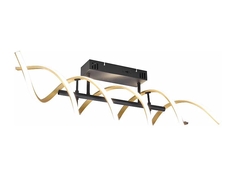 Plafoniera LED spirale, metallo, ottone e nero, L 90 cm, Sequence