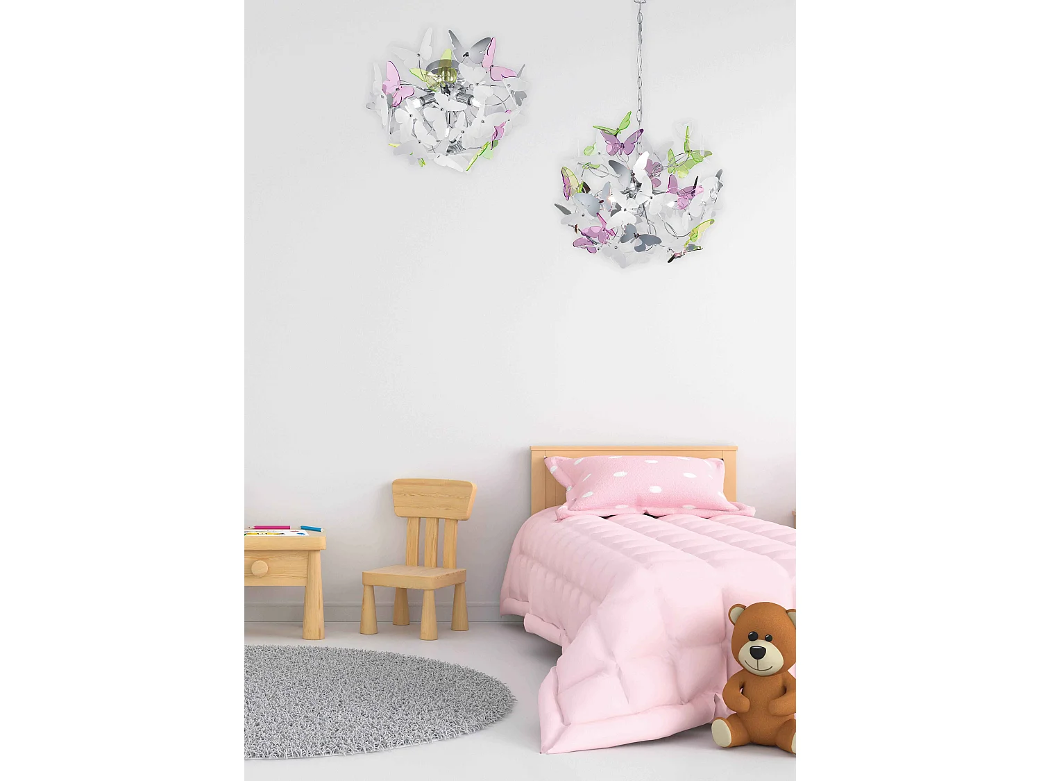 Plafoniera con farfalle, metallo, multicolor, D 45 cm, Butterfly