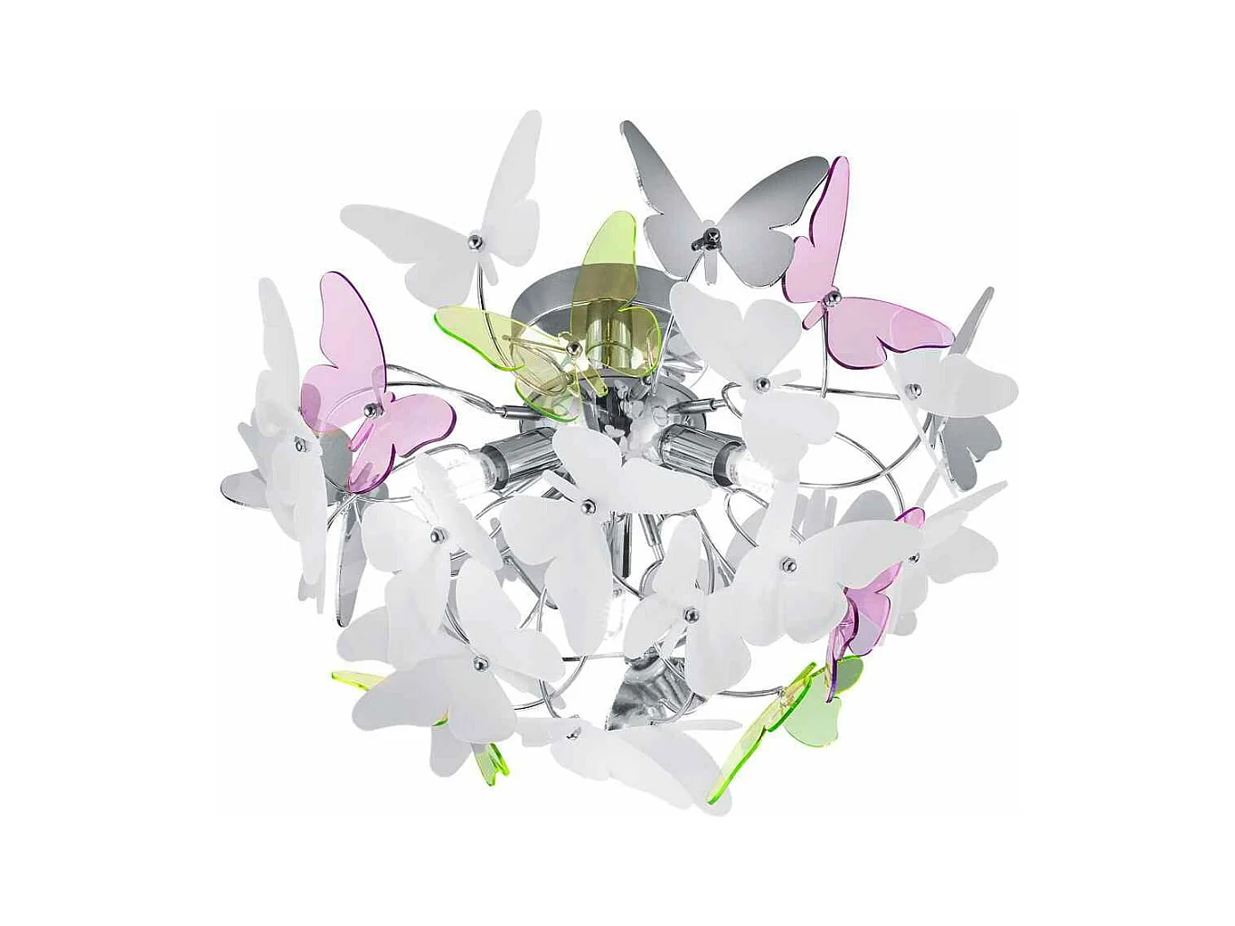 Plafoniera con farfalle, metallo, multicolor, D 45 cm, Butterfly