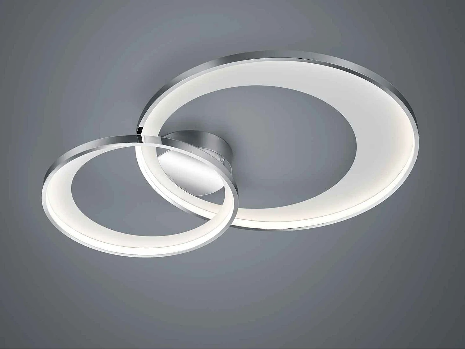 Plafoniera LED doppio cerchio, metallo, bianco, L 80 cm, Granada