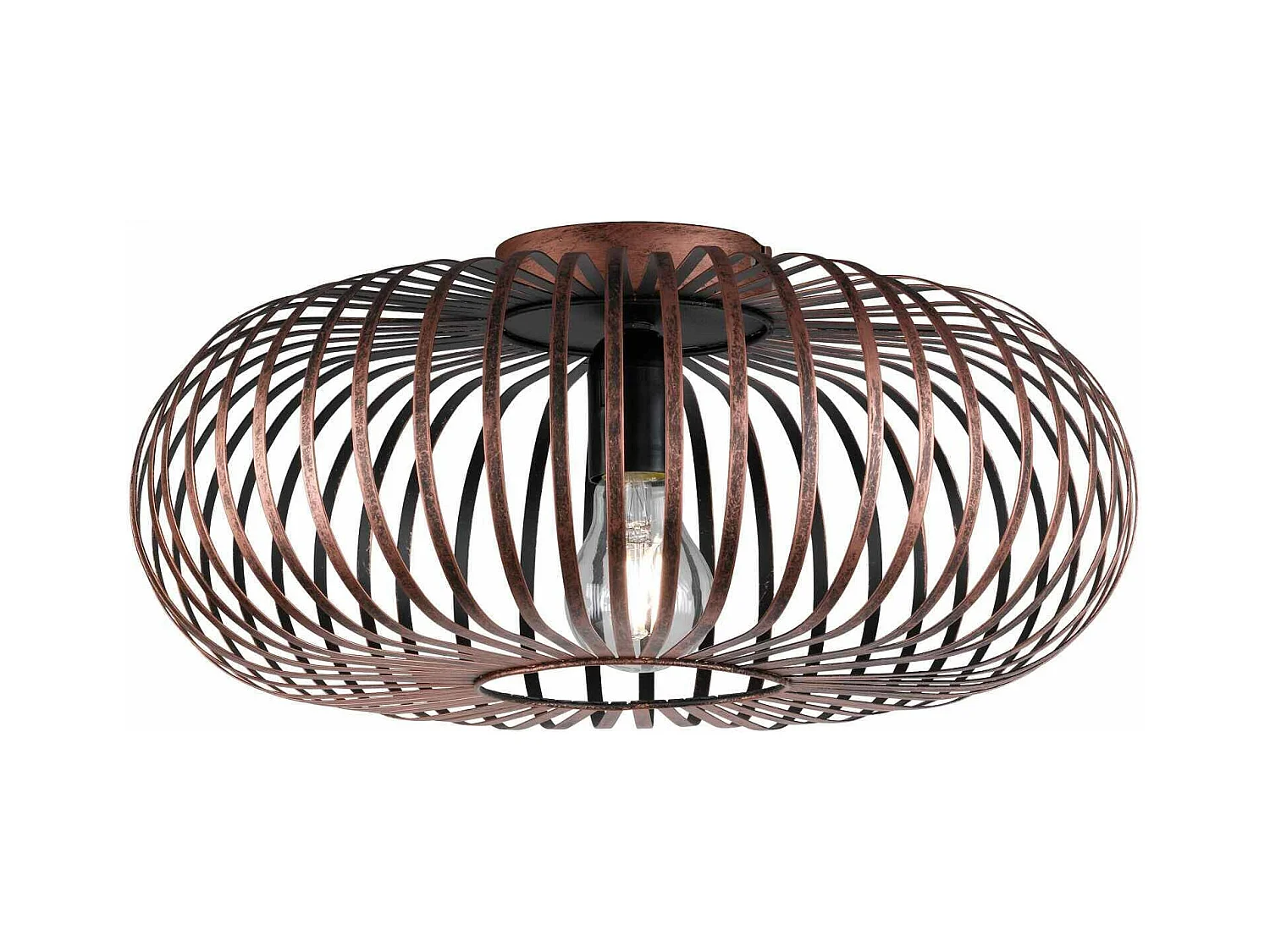 Plafoniera ellisse, metallo, rame antico, D 40 cm, Johann