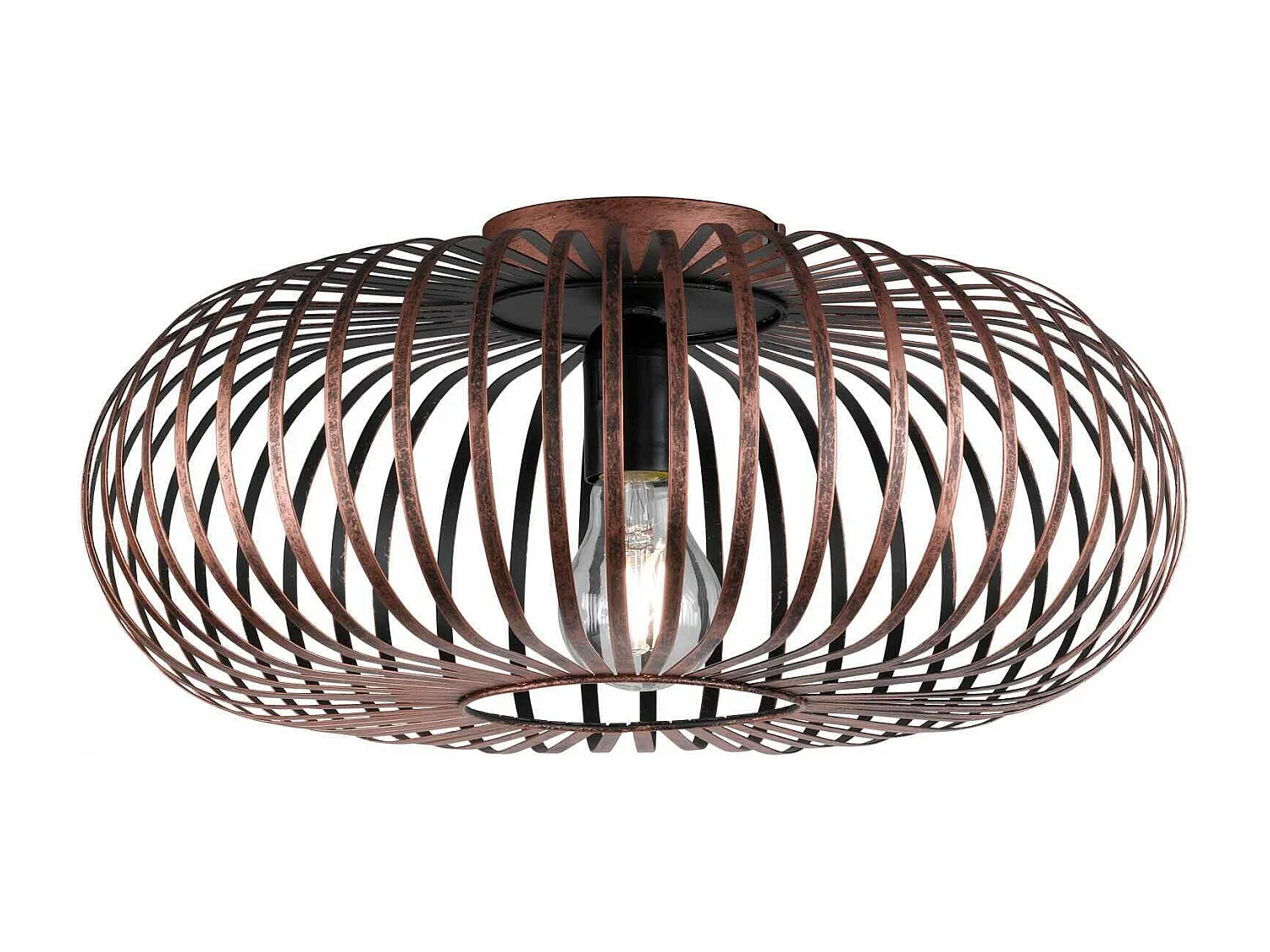 Plafoniera ellisse, metallo, rame antico, D 40 cm, Johann