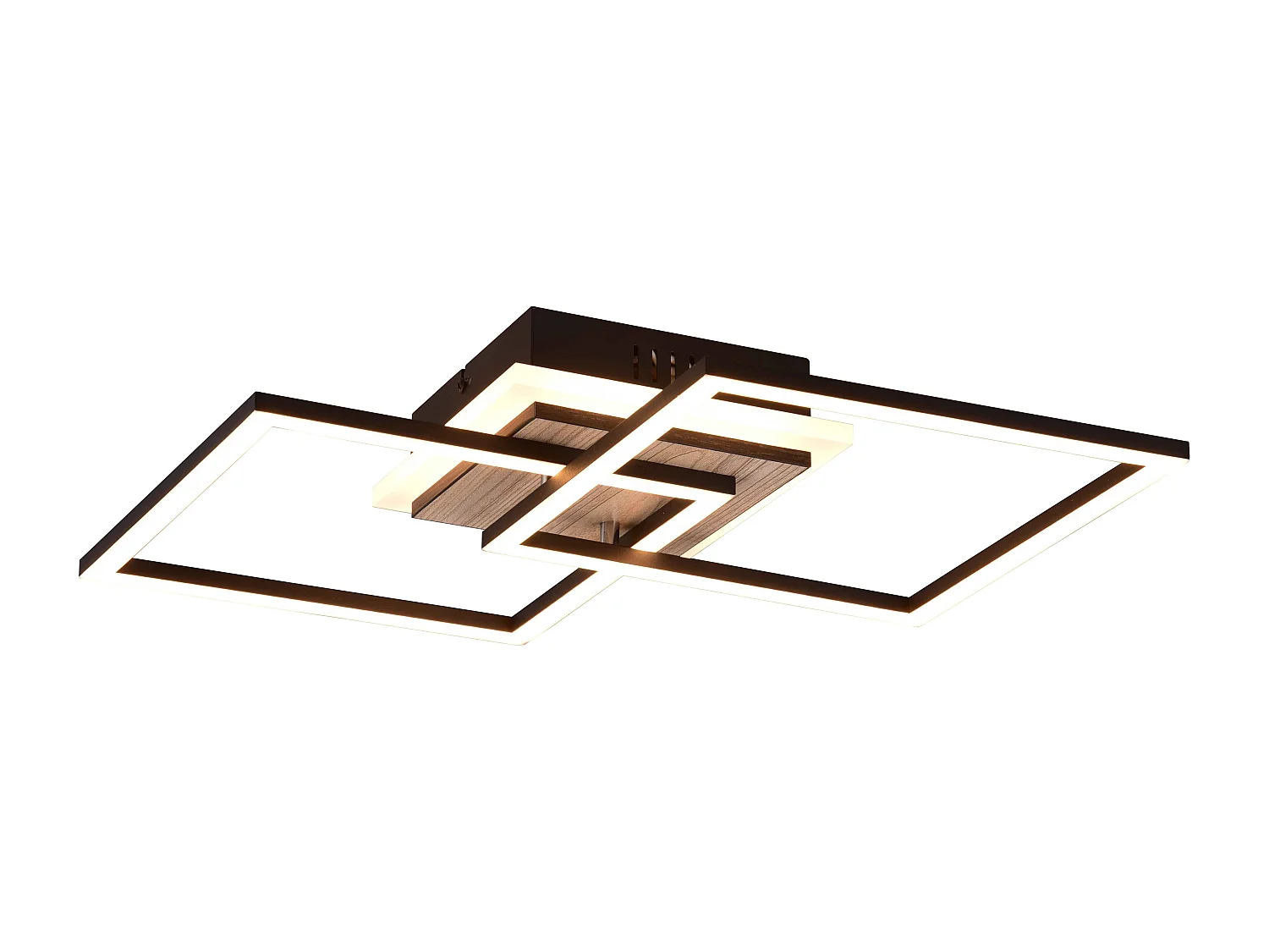 Plafoniera LED doppio quadrato, metallo, nero, L 58 cm, Giro