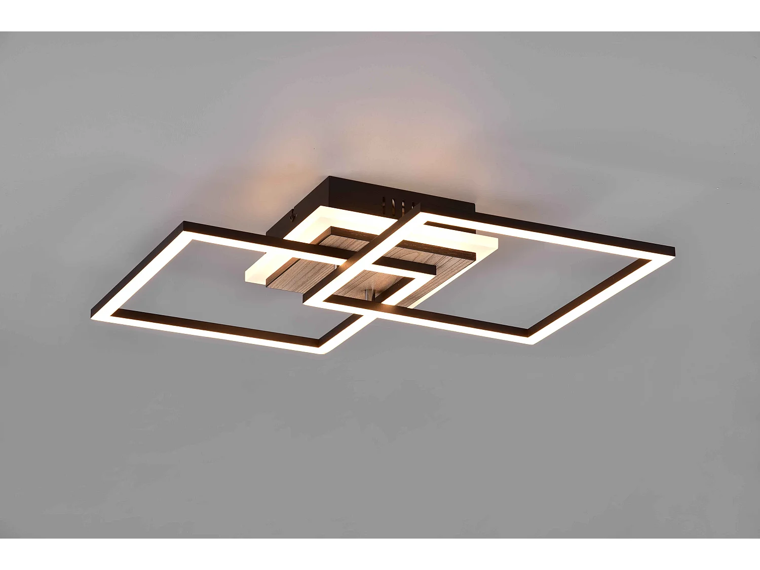 Plafoniera LED doppio quadrato, metallo, nero, L 58 cm, Giro