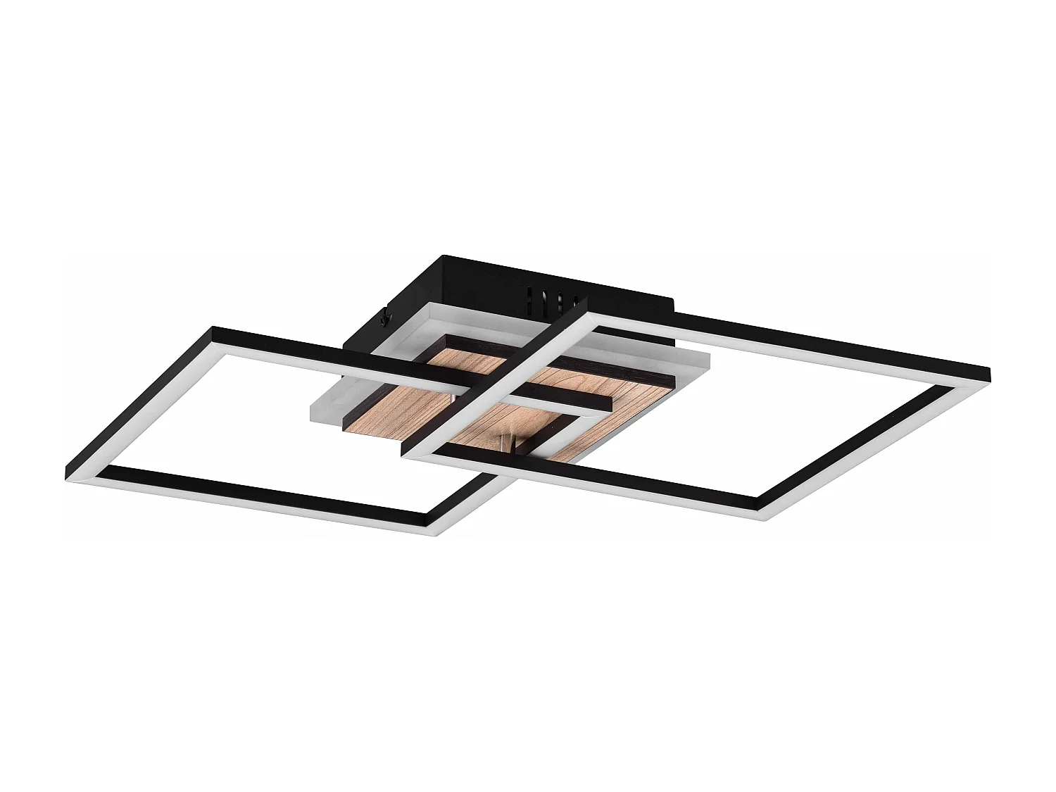 Plafoniera LED doppio quadrato, metallo, nero, L 58 cm, Giro