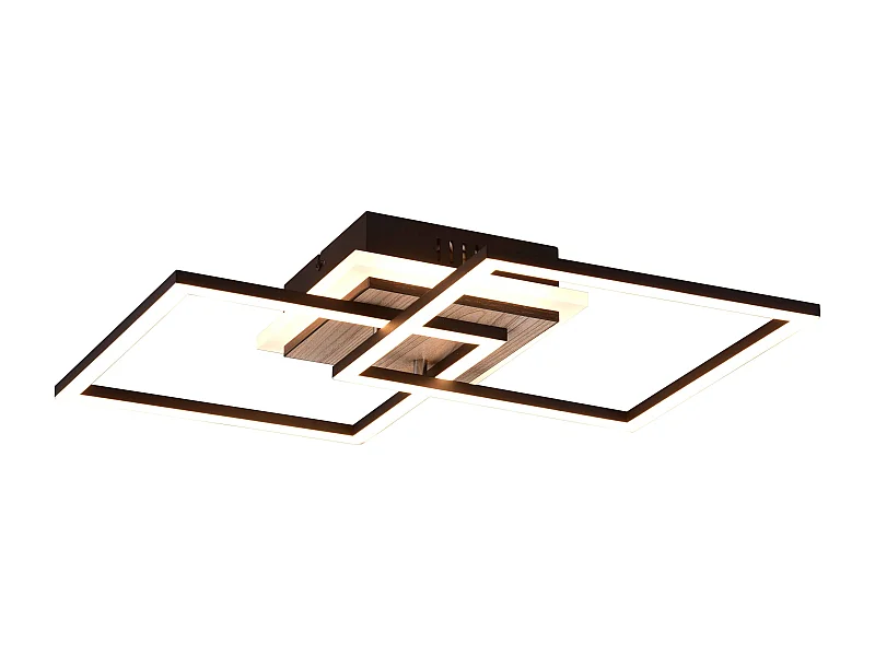 Plafoniera LED doppio quadrato, metallo, nero, L 58 cm, Giro