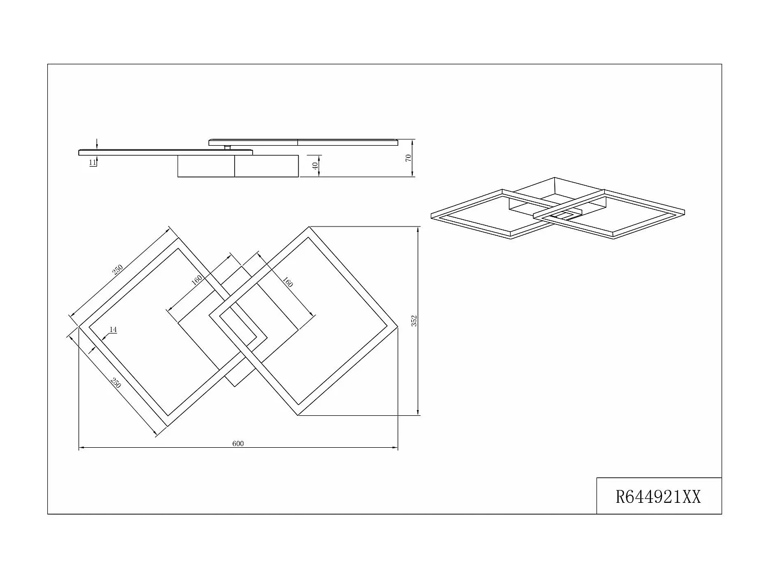 Plafoniera/Applique LED, metallo, bianco, L 44,6 cm, Trail