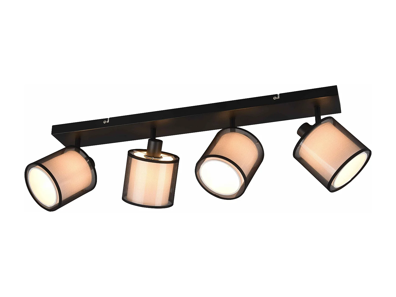 Barra 2 faretti orientabili, metallo, nero e bianco, L 72 cm, Burton