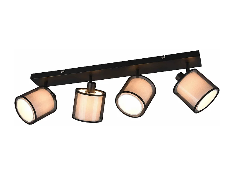 Barra 2 faretti orientabili, metallo, nero e bianco, L 72 cm, Burton