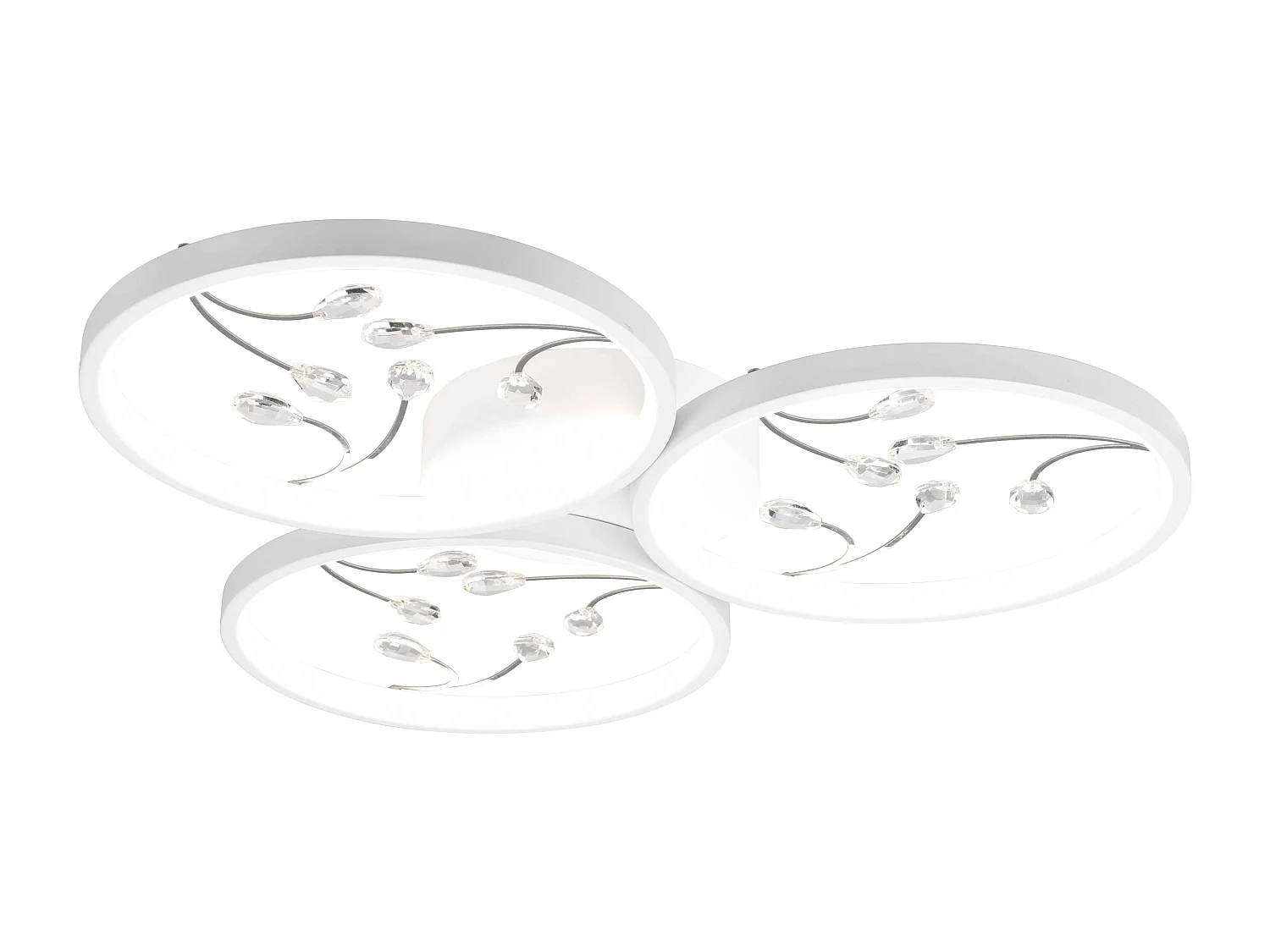 Plafoniera LED 3 cerchi con decori, matallo, bianco, D 62 cm, Groovy