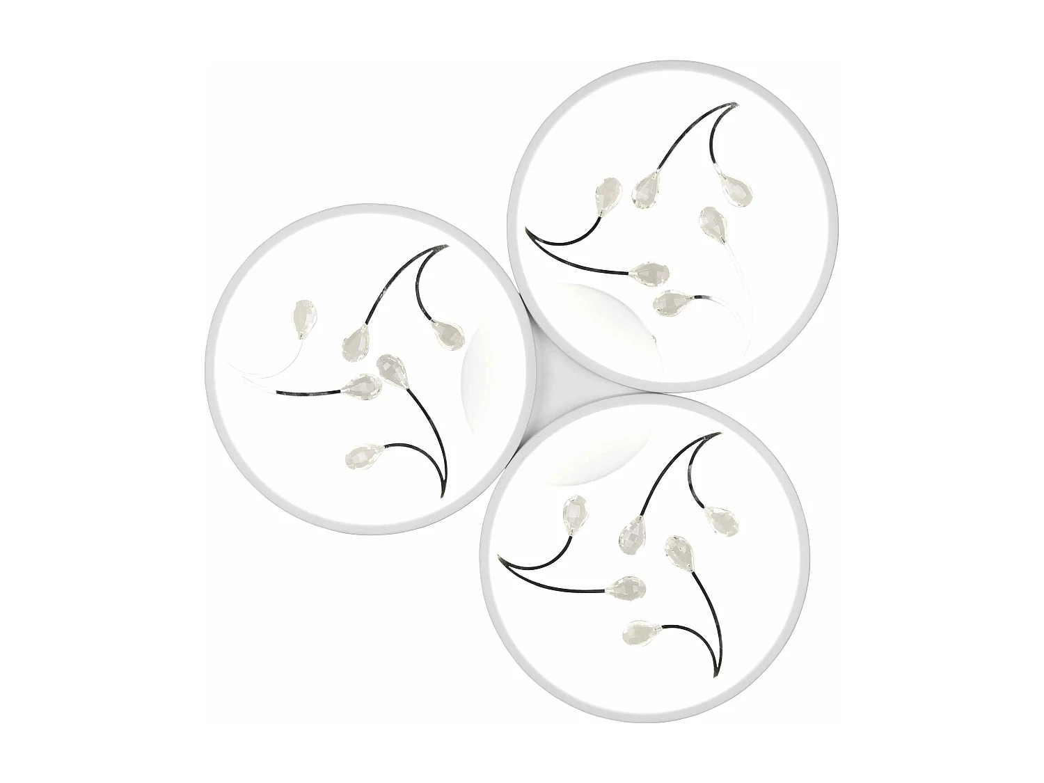 Plafoniera LED 3 cerchi con decori, matallo, bianco, D 62 cm, Groovy