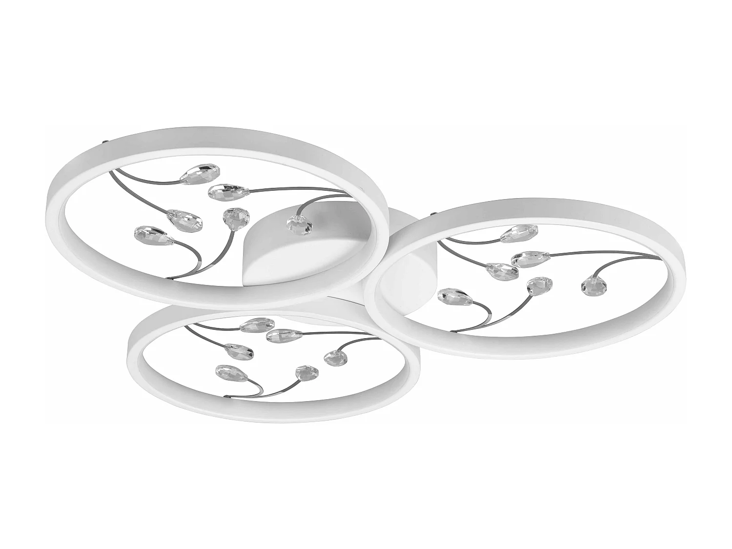 Plafoniera LED 3 cerchi con decori, matallo, bianco, D 62 cm, Groovy