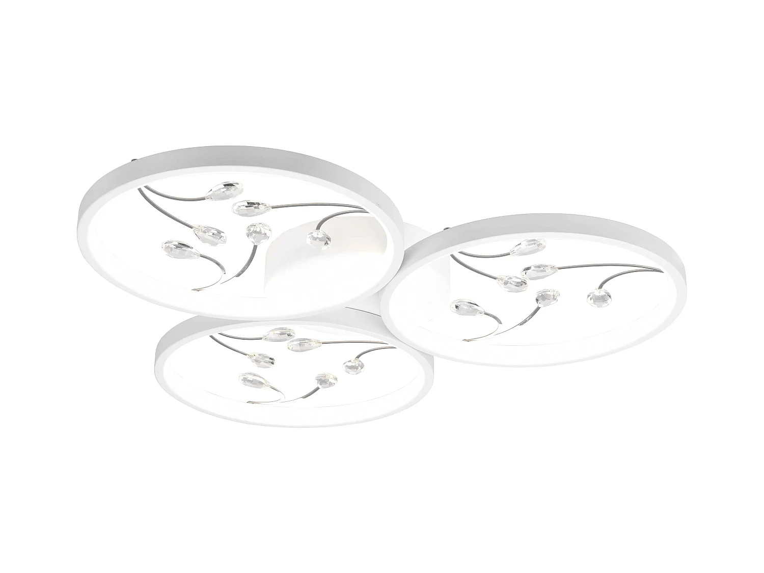 Plafoniera LED 3 cerchi con decori, matallo, bianco, D 62 cm, Groovy