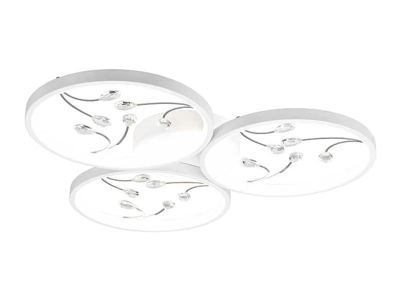 Plafoniera LED 3 cerchi con decori, matallo, bianco, D 62 cm, Groovy
