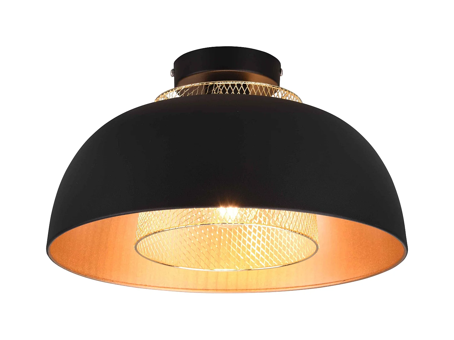 Plafoniera, metallo, nero e oro, D 35 cm, Punch